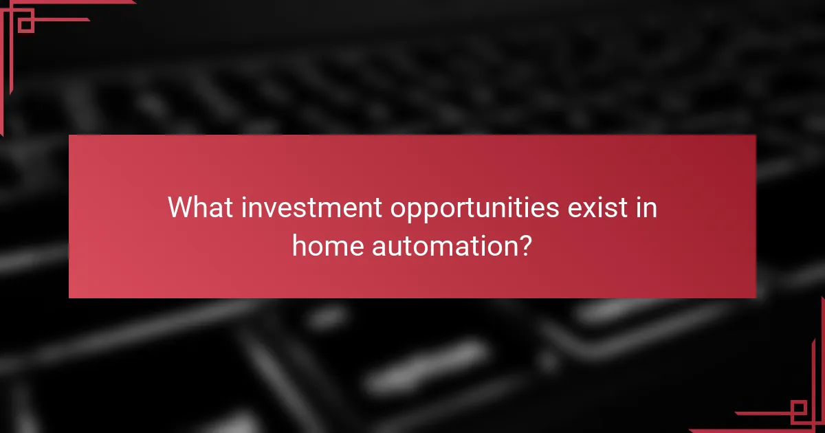 What investment opportunities exist in home automation?